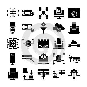Data Management and Server icons pack consist with Data management, database architecture, database infrastructure, database stru