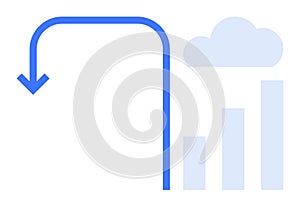 Data Migration and Cloud Computing Concept Analysis with an Arrow and Bar Graph