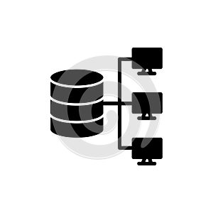 Data mining icon set. Computing Server Data Analysis in a black filled and outlined style