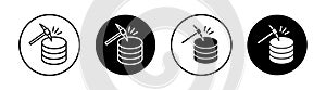 Data mining icon set. Computing Server Data Analysis in a black filled and outlined style