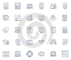 Data Mining line icons collection. Extraction, Analysis, Machine learning, Big data, Clustering, Classification