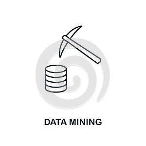 Data Mining outline icon. Thin line style from big data icons collection. Pixel perfect simple element data mining icon for web