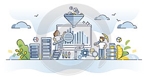 Data mining process with information database analysis outline concept