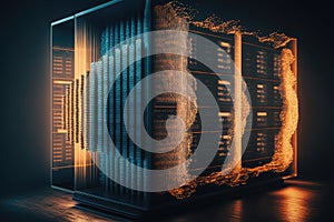 data mining software running on powerful supercomputer, analyzing massive data sets