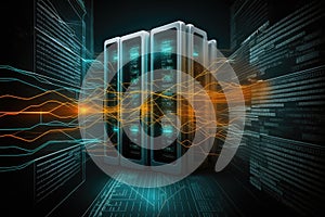 data mining software running on powerful supercomputer, analyzing massive data sets