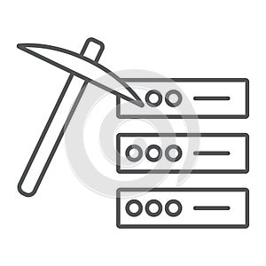 Data mining thin line icon, data and analytics