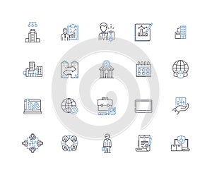 Data modeling line icons collection. Database, Information, Analysis, Design, Schema, Relationship, Entity vector and