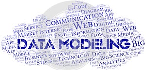 Data Modeling vector word cloud, made with text only.