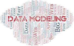 Data Modeling vector word cloud, made with text only.