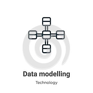 Data modelling outline vector icon. Thin line black data modelling icon, flat vector simple element illustration from editable