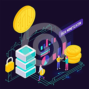 Data Monetization Isometric Composition