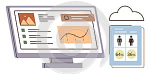 Data Monitoring and Analysis Display with Charts and Cloud Storage Elements for Visualization