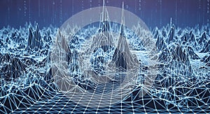 Data network and abstract technology showcasing digital communication future structures web and ai integration
