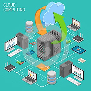 Data Network Cloud Computing Technology Isometric