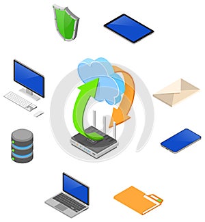 Data Network Cloud Computing Technology Isometric