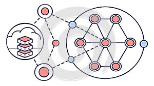 Data Network Connection: Person Interacting with Global Tech, vector design Generative AI