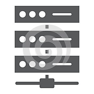 Data network glyph icon, data and analytics