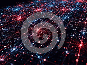 Data network grid connecting nodes, digital technology concept