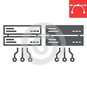 Data network line and glyph icon