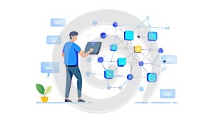 Data Network Management: Connecting Information Flow, vector design Generative AI