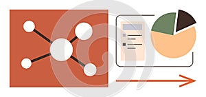 Data Network and Visualization with Pie Chart and Flow Process Arrow
