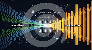 Data normalization and scale adjustment visualization for machine learning process
