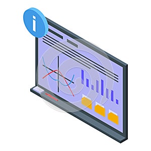 Data performance management icon isometric vector. Computer monitor