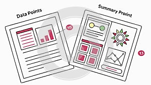 Data Points and Summary Report, Information Analysis, vector design Generative AI