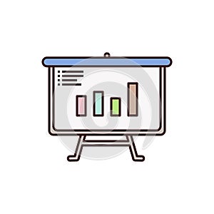 Data presentation icon, flip chart vector illustration