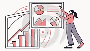Data presentation: person explaining insights from charts and graphs vector design Generative AI