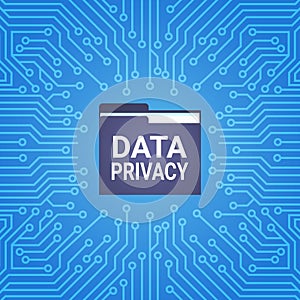 Data privacy on circuit board background protection of personal data storage General Data Protection Regulation GDPR