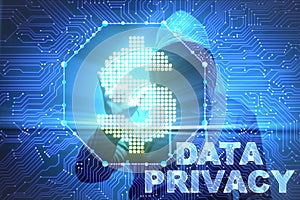 The data privacy concept with hacker stealing personal information