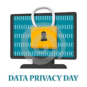 Data privacy day global holiday. Digital information