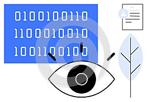 Data Privacy and Digital Surveillance Concept with Binary Code and Human Eye