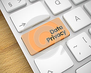 Data Privacy - Inscription on Orange Keyboard Key. 3D.
