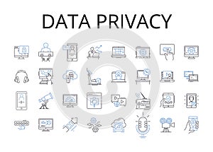 Data privacy line icons collection. Personal security, Information confidentiality, Digital protection, Privacy rights