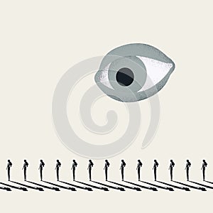Data and privacy protection against spying, vector concept. Symbol of surveillance, technology. Minimal illustration