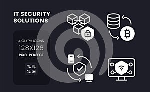 Data privacy solutions white solid desktop icons set