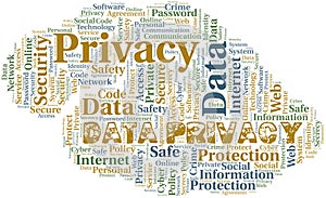 Data Privacy vector word cloud, made with text only.