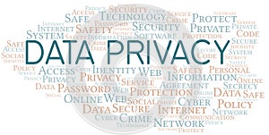 Data Privacy vector word cloud, made with text only.