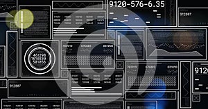 Data processing and analysis image over various digital interface screens