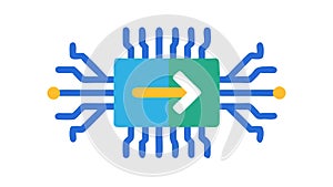 Data Processing Circuit Board Icon, Digital Logic Flow, vector design Generative AI