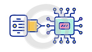 Data Processing Circuit: Electronic Board and Digital Logic System Icon, vector design Generative AI