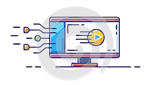 Data Processing Computer Icon for Digital Analytics, vector design Generative AI