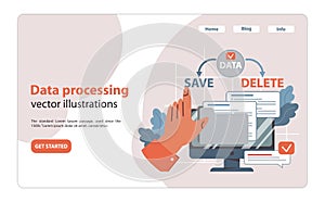 Data processing concept. Flat vector