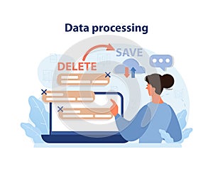 Data processing concept. Flat vector