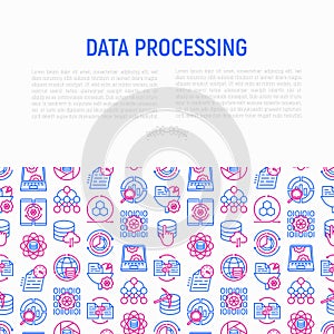 Data processing concept with thin line icons