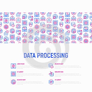 Data processing concept with thin line icons