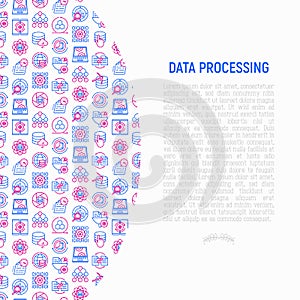 Data processing concept with thin line icons