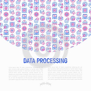 Data processing concept with thin line icons